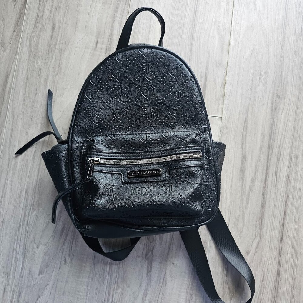 EUC JUICY COUTURE JC Embossed Small Black Backpack ๐๐ค - Picture 2 of 13